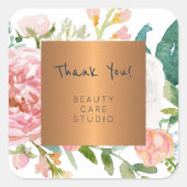 Glam銅金属パステルpeoniesユー感謝していザ スクエアシール (正面)