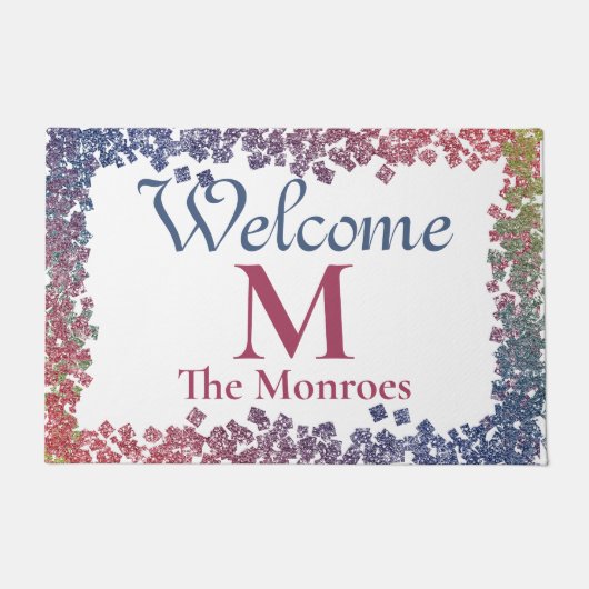 Glam きらめく Gemsの名モノグラムの前 ドアマット (正面)