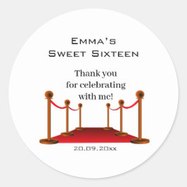 Glam エレガント White & Red Carpet Sweet 16サンキュー ラウンドシール