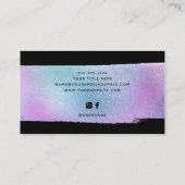 Glam フェイク HolographicグリッターとScript on Black 名刺 (裏面)