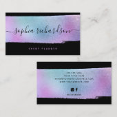 Glam フェイク HolographicグリッターとScript on Black 名刺 (正面/裏面)