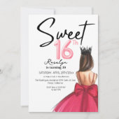 Glam 16ラックススクモダンリプトグリッター誕生日 招待状 (正面)