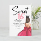 Glam 16ラックススクモダンリプトグリッター誕生日 招待状 (スタンド正面)