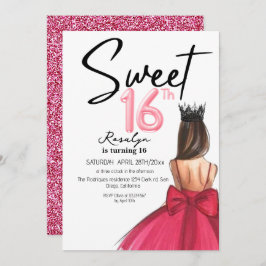 Glam 16ラックススクモダンリプトグリッター誕生日 招待状