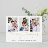 Glam 3枚の写真メリークリスマス実在 箔シーズンカード (立ち正面)