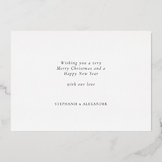 Glam 3枚の写真結婚したメリークリスマスラグリー実在ズ 箔シーズンカード (裏面)