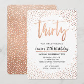 GLAM 30歳の誕生日パーティー ローズゴールドの飾り付け 招待状 (正面/裏面)