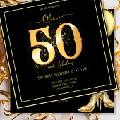 Glam 50と素晴らしいきらめく金ゴールドブラック 招待状