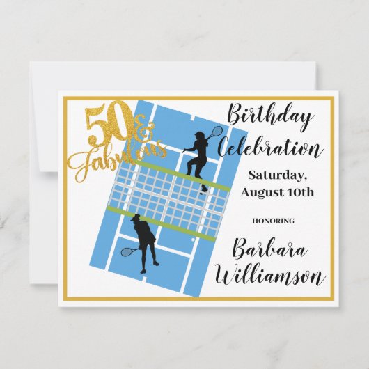 Glam 50と素晴らしいテニスシーンパーティー 招待状 (正面)