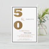 Glam 50と素晴らしいブラック&金ゴールド誕生日 招待状 (スタンド正面)