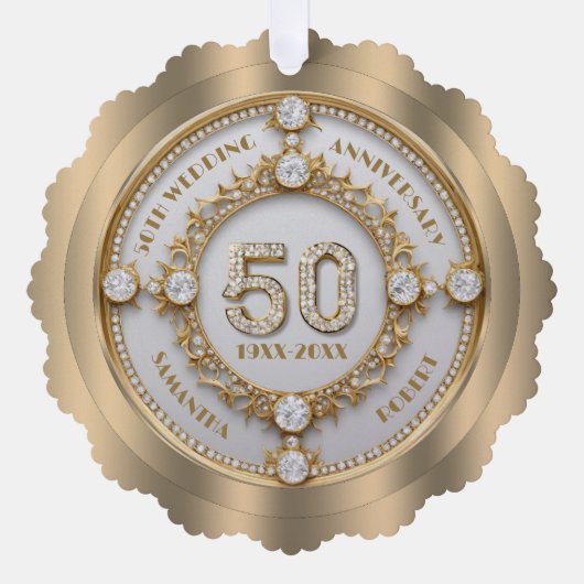 Glam 50周年記念ホワイトダイヤモンドセット金ゴールド オーナメントカード (正面)