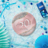 Glam 50素晴らしいバラ金ゴールドグリッター名誕生日 ペーパープレート (パーティー)