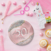 Glam 50素晴らしいバラ金ゴールドグリッター名誕生日 ペーパープレート (パーティー)