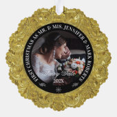 Glam 50th結婚周年記念写真カスタム オーナメントカード (裏面)