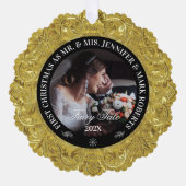 Glam 50th結婚周年記念写真カスタム オーナメントカード (正面)