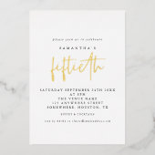 Glam 50th Birthday Party Script 実在 White 箔招待状 (正面)