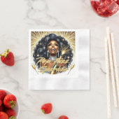 Glam African American Woman Happy New Year 縁ありカクテルナプキン (インサイチュ)
