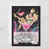 Glam and Funny Showgirl Cocktail Glass Wedding 招待状 (正面)