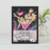 Glam and Funny Showgirl Cocktail Glass Wedding 招待状 (スタンド正面)