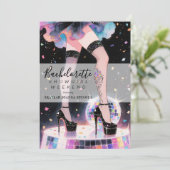 Glam and Funny Showgirl Dancing Disco Bachelorette 招待状 (スタンド正面)