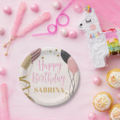 glam birthday party赤面ピンク箔の招待 ペーパープレート (パーティー)