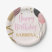 glam birthday party赤面ピンク箔の招待 ペーパープレート (正面)