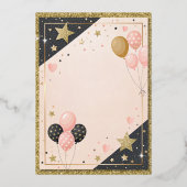 glam birthday party赤面ピンク箔の招待 箔招待状 (裏面)