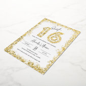 Glam Birthday Party Photo Sweet 16 実在金ゴールド 箔招待状 (回転した状態)