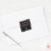 Glam Blackとピンクのグリッター原料ラベル スクエアシール (封筒)