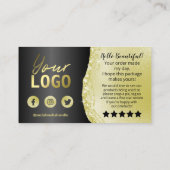 Glam Black金ゴールドAgate、インサートのご購入に感謝します 名刺 (裏面)