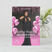 Glam Black and Pink Birthday Partyへの招待 招待状 (スタンド正面)