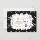 Glam Black Gold Hair Stylist Business サンキューカード (正面)