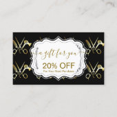 Glam Black Gold Hair Stylist Business 割引カード (正面)