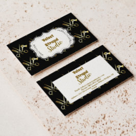 Glam Black Gold Hair Stylist Business 名刺