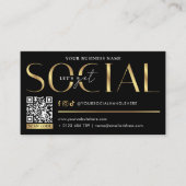 Glam Black & Gold Let's Get Social Media QR Code 名刺 (正面)