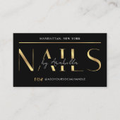 Glam Black Gold Modern Manicure Nail Artist Salon 名刺 (正面)