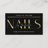 Glam Black Gold Modern Manicure Nail Artist Salon 名刺 (正面)