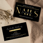 Glam Black Gold Modern Manicure Nail Artist Salon 名刺
