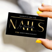 Glam Black Gold Modern Manicure Nail Artist Salon 名刺