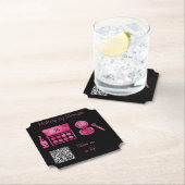 Glam Black & Hot PinkメイクアップアーティストQRコード ペーパーコースター (インサイチュ)