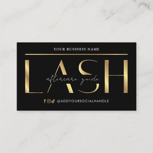 Glam Black & Lash Extensionsアフターケアガイド 名刺 (正面)