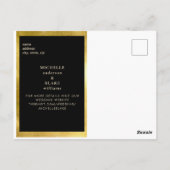 Glam Black Monogramと金ゴールドお洒落日付の保存 ポストカード (裏面)