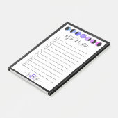 Glam Black Moon Phases Monogram Name To-Doリスト ポストイット (アングル)