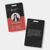 Glam Black Red社員の写真ID抽象芸術パターン バッジ (正面＆裏面)