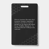 Glam Black Red社員の写真ID抽象芸術パターン バッジ (裏面)