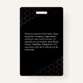 Glam Black Red社員の写真ID抽象芸術パターン バッジ (裏面)