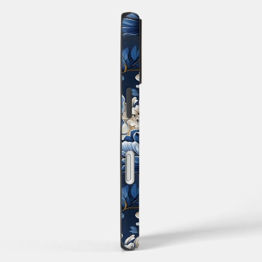 Glam Blue and Ivory Flowers Designer iPhone Case Case-Mate iPhoneケース (裏面 / 右)