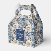 Glam Blue Ivory Flowers Custom Name Favor Box フェイバーボックス (裏面サイド)