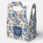 Glam Blue Ivory Flowers Custom Name Favor Box フェイバーボックス (オープン)