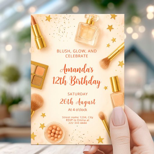 Glam Blush and Glow Birthday Party 招待状